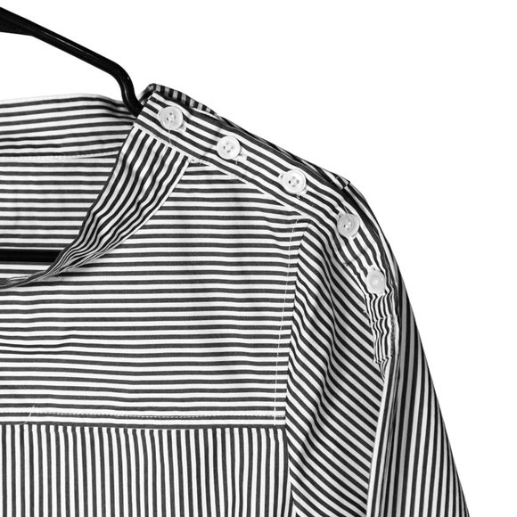 J. Crew Women's Blouse White Black Striped Button Long Sleeve Top Shirt Size 2 - Picture 4 of 8